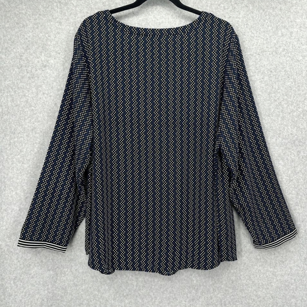 Talbots Navy and White Geometric Blouse - Picture 2 of 3